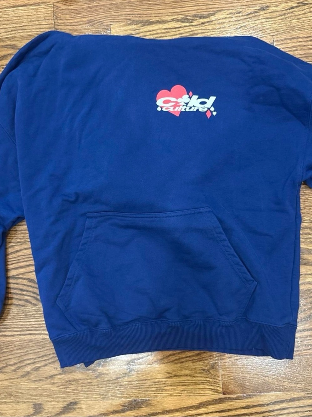 Blue Women’s Cold Culture Hoodie with Red Heart Logo